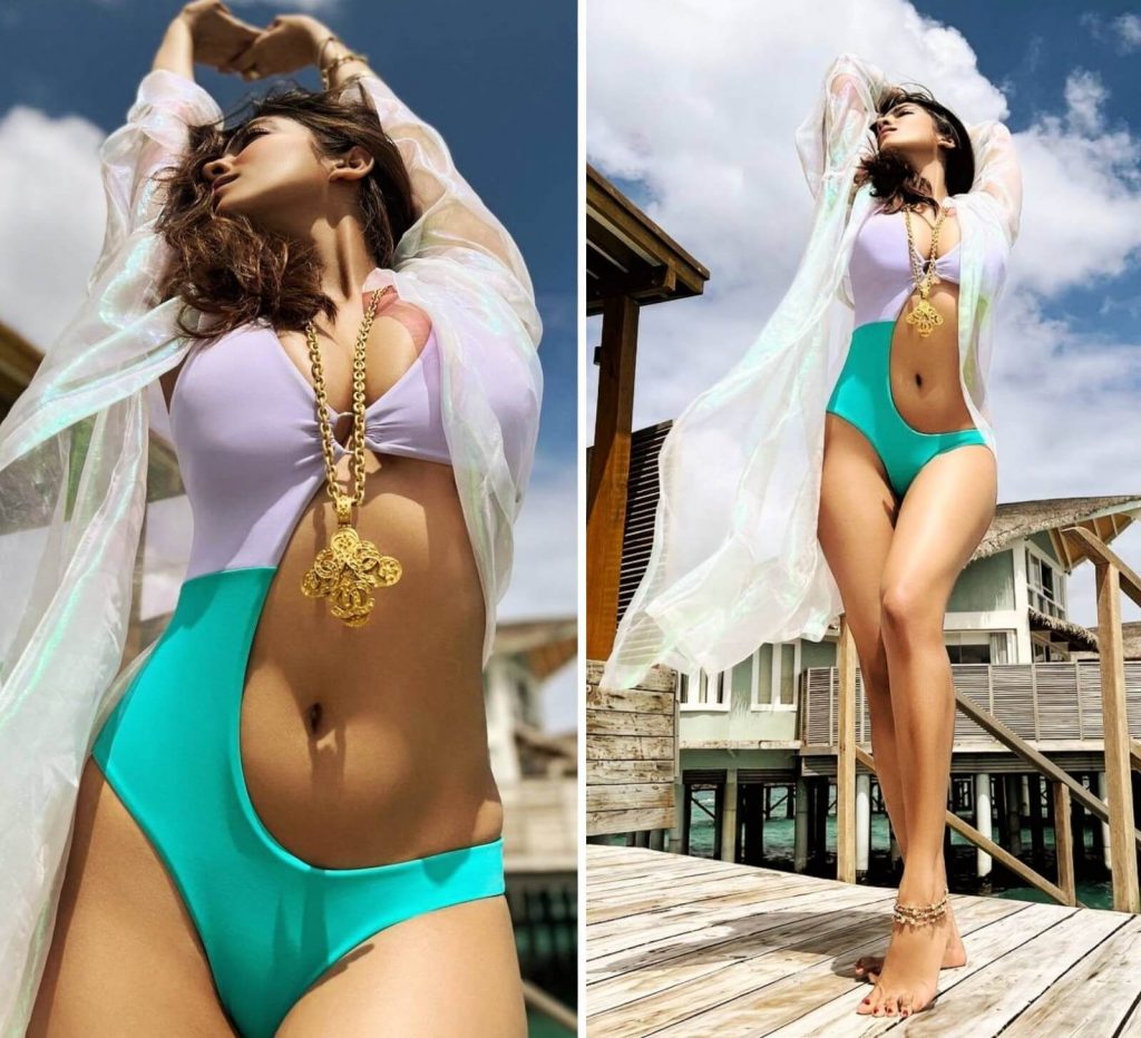 malavika mohanan latest sexy photoshoot in cutout bikini from maldives holiday