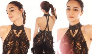 ananya panday nude see through black lace dress