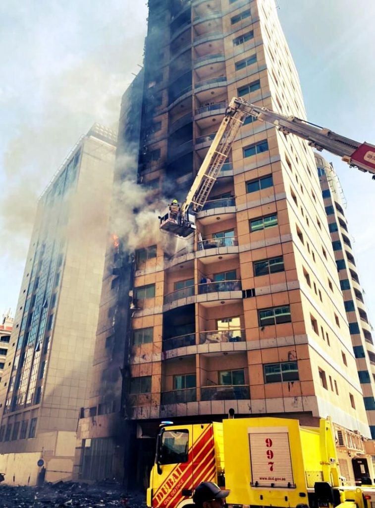 fire breaks out in dubai residential building today