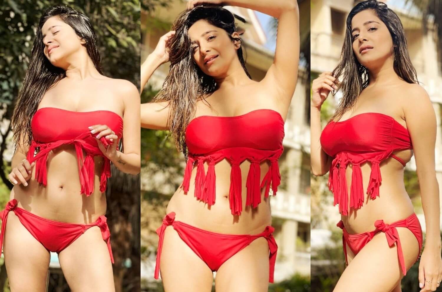 model kate sharma in red bra panties hot photo