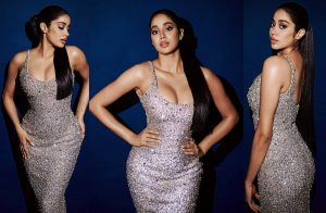 janhvi kapoor looking sexy in a shimmery gown