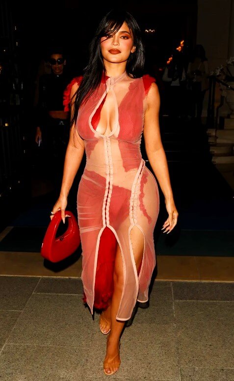 kylie jenner without panties sheer dress
