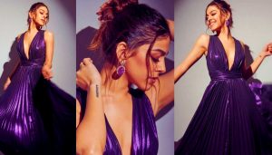 alaya furniturewalla hot metallic purple gown photo