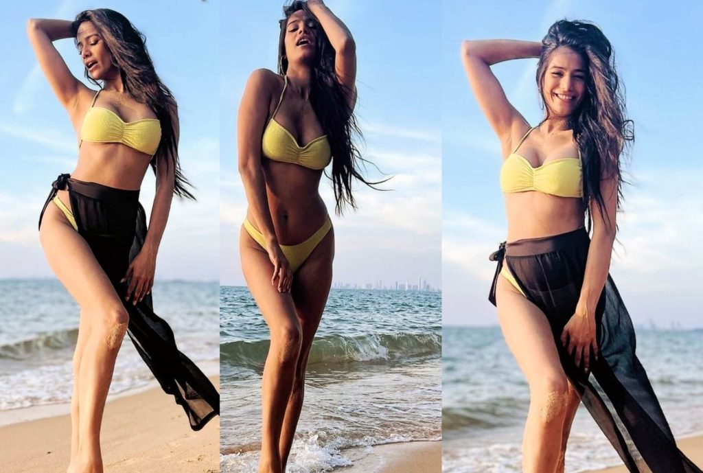 poonam pandey sexy yellow bikini thai photo
