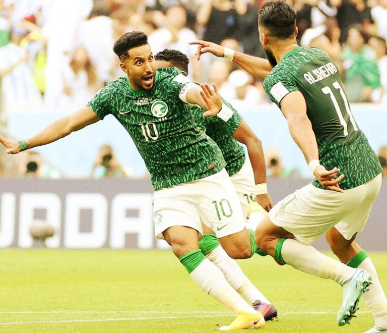 salem al dawsari saleh al sehri celebrationg the saudi arabia goal vs argentina fifa world cup in qatar