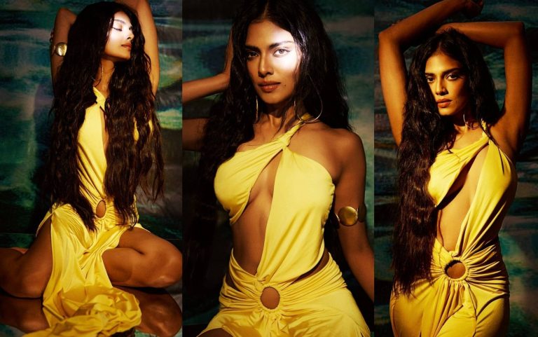 malavika mohanan in sexy yellow dress photo