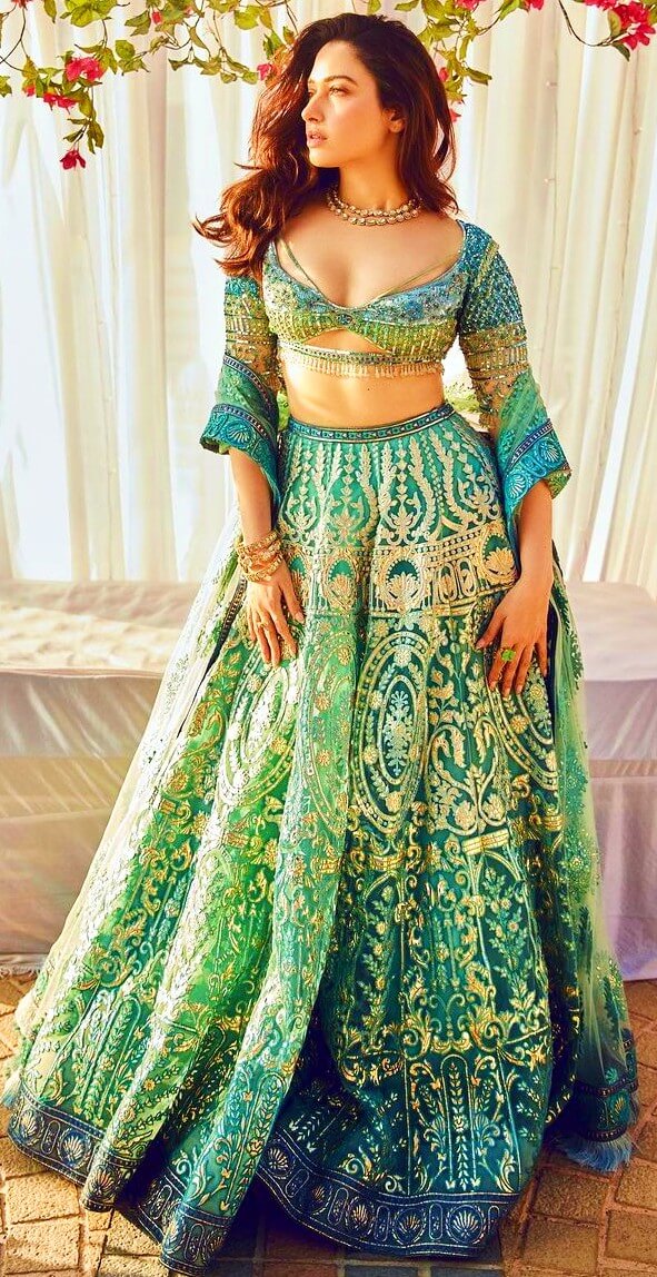 tamannaah bhatia actress in stunning green lehenga choli