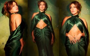 bhumi pednekar in a sultry green cut out gown