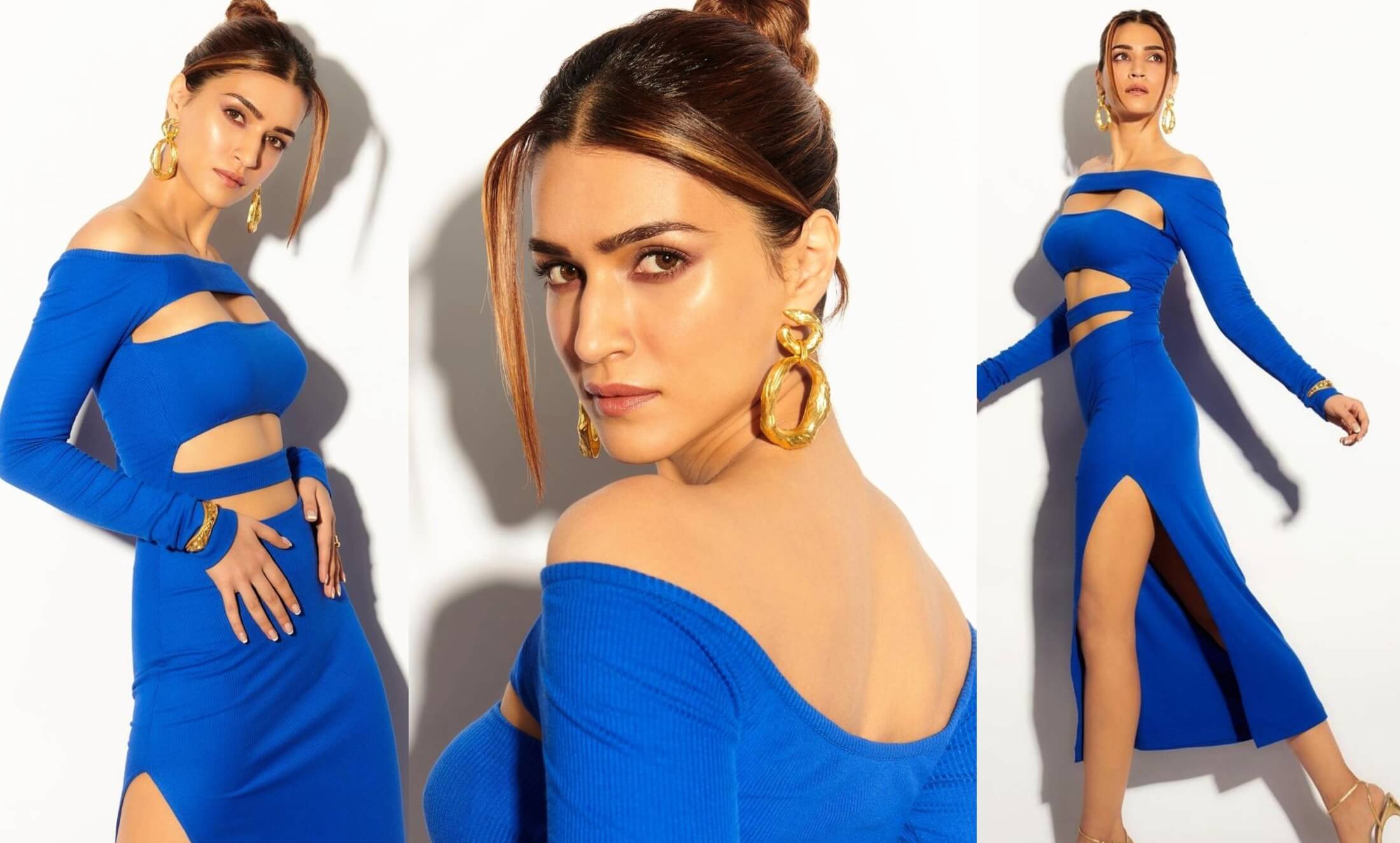 kriti sanon is super sexy and hot in blue bodycon cut out dress from Lama Jouni